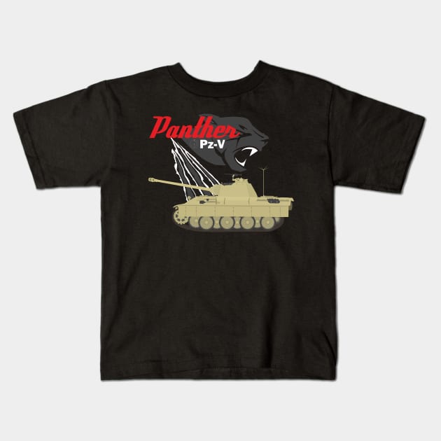 German medium tank Pz-V Panther Kids T-Shirt by FAawRay